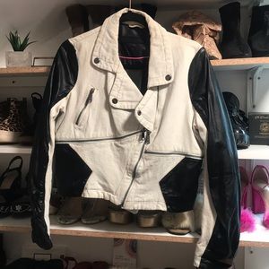 Steve Madden faux leather denim biker jacket